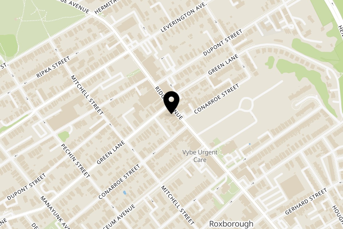 Map showing the location of White Yak on 6118 Ridge Ave in Philadelphia